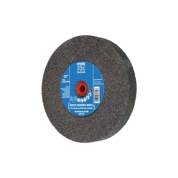 Pferd 61754 7in x 1in Vitrified Bench Wheel 1in A.H., Aluminum Oxide, 36 Grit 61754-PFERD - main